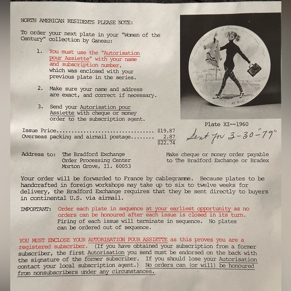 Henri d'Arceau L. & Fils Limoges Les Femmes Due Siecle 1960 Series Plates - Picture 5 of 5